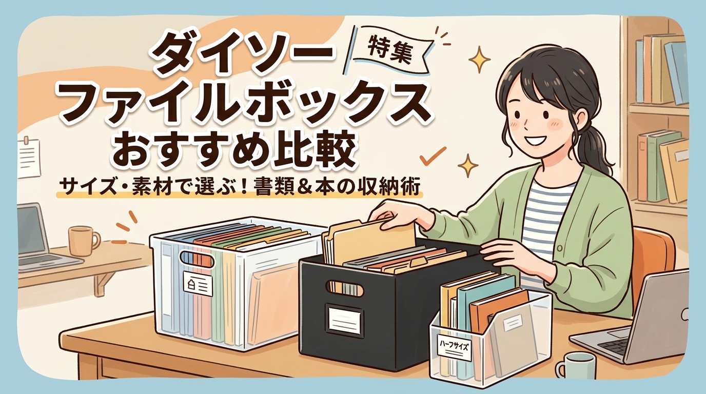 ダイソーファイルボックスのおすすめ比較、サイズ・素材で選ぶのアイキャッチ画像